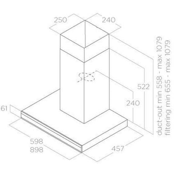 ELICA ADELE BL MAT/A/90 GFB 90 cm Μαύρο Καμινάδα - Τζάκι Απορροφητήρας image 1