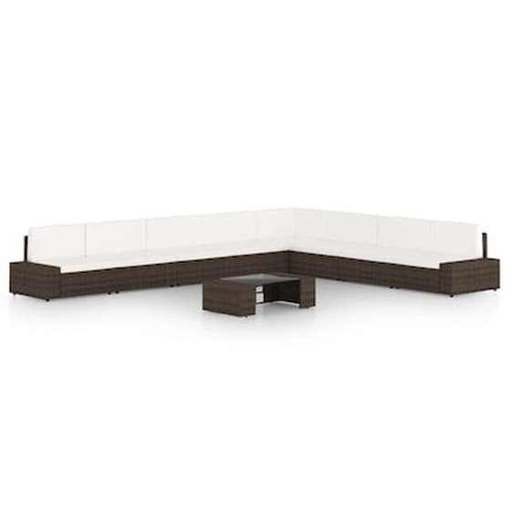 Vidaxl Σαλόνι Κήπου 9 Τεμαχίων Καφέ Από Συνθετικό Ρατάν Με Μαξιλάρια image 0