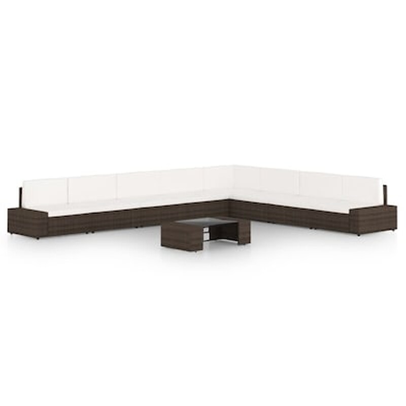 Vidaxl Σαλόνι Κήπου 9 Τεμαχίων Καφέ Από Συνθετικό Ρατάν Με Μαξιλάρια