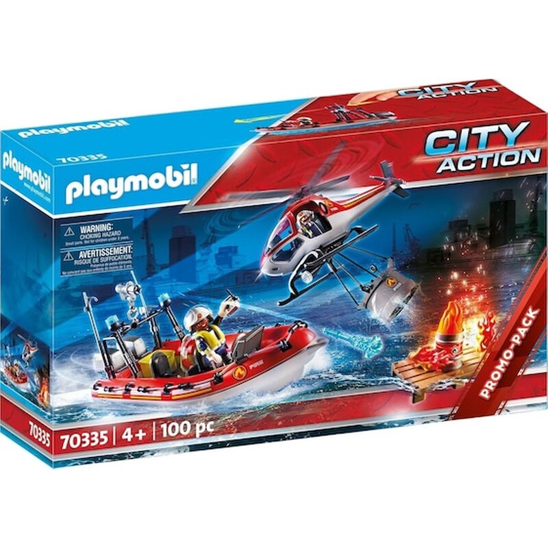PLAYMOBIL® City Action Πυροσβεστικό Σκάφος και Ελικόπτερο (70335)