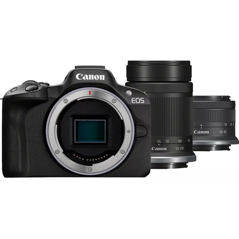 Φωτογραφική Μηχανή Mirrorless Canon EOS R50 Φακός Canon RF-S 18-45mm f4.5-6.3 IS STM Φακός Canon RF-S 55-210mm f5-7.1 IS STM - Μαύρο