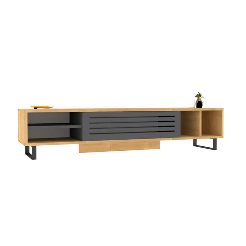 24MALL Έπιπλο Τηλεόρασης Ventitre από Μοριοσανίδα 160x40x35cm - Ανθρακί
