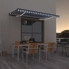 Τέντα Vidaxl Συρόμενη Χειροκίνητη με LED 450x300cm - Λευκό/Μπλε
