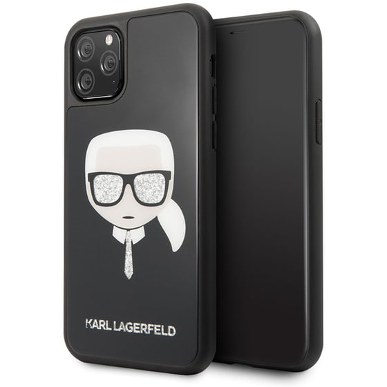 Karl Lagerfeld Double Layer Glitter Hard Case Karl #039;s Head Θήκη Προστασίας Από Σιλικόνη – Apple Iphone 11 Pro (μαύρο) image 5