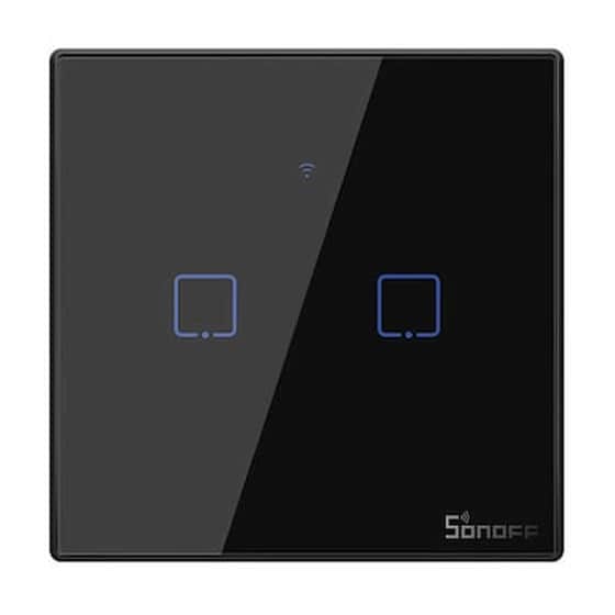 Sonoff Smart Διακόπτης Τχ-t3eu2c, Αφής, Wi-fi, Διπλός, Μαύρος image 2
