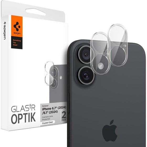 Αντιχαρακτικό Γυαλί Προστασίας Apple Iphone 16 / 16 Plus - Spigen Glas.tr Ez Fit Optik Pro Camera Lens Protector Για Φακό Κάμερας - 2 Τεμάχια - Black (agl07921) image 0