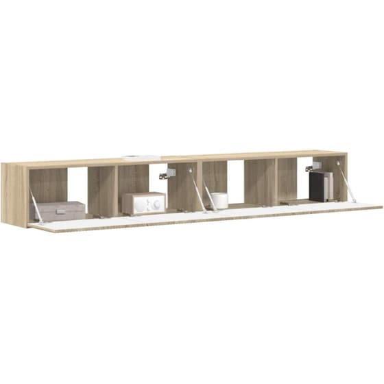 Έπιπλο Τηλεόρασης VidaXL Επιτοίχιο 2 τμχ 196 x 31 x 29,5 cm - Sonoma Δρυς image 1