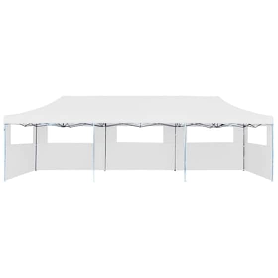 Vidaxl Τέντα Εκδηλώσεων Με 5 Τοιχώματα Πτυσσόμενη Pop-up Λευκή 3x9 Μ. image 5