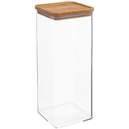 Δοχείο Αποθήκευσης Τροφίμων Spitishop Πλαστικό/Bamboo 10.4x10.4x27.5cm - Διάφανο