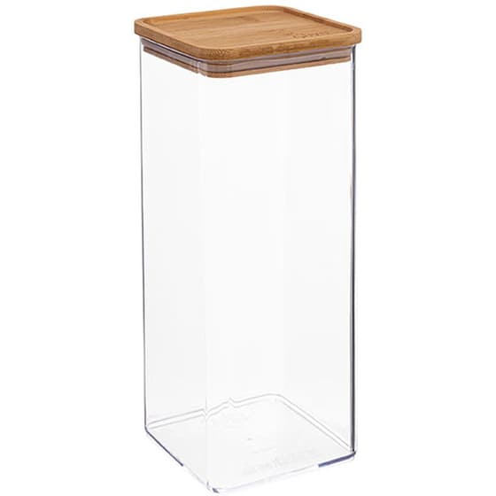 Δοχείο Αποθήκευσης Τροφίμων Spitishop Πλαστικό/Bamboo 10.4x10.4x27.5cm - Διάφανο image 0