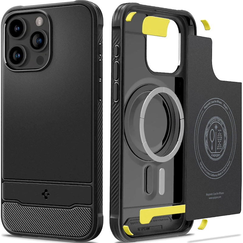 Θήκη Apple iPhone 15 Pro Max - Spigen Rugged Armor Magfit - Matte Black