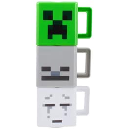 Σετ 3 Κούπες Στοιβαζόμενες Paladone Minecraft 250 ml - Γκρι/Λευκό/Πράσινο