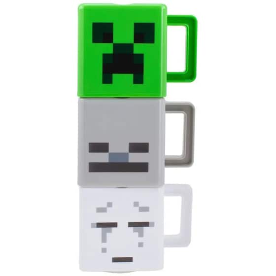 Σετ 3 Κούπες Στοιβαζόμενες Paladone Minecraft 250 ml - Γκρι/Λευκό/Πράσινο image 0