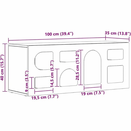 Έπιπλο Τηλεόρασης VidaXL ELST 100 x 35 x 40 cm - Λευκό image 9
