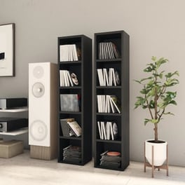Vidaxl Έπιπλα Για Cd 2 Τεμ. Μαύρα 21x16x93,5 Εκ. Από Μοριοσανίδα