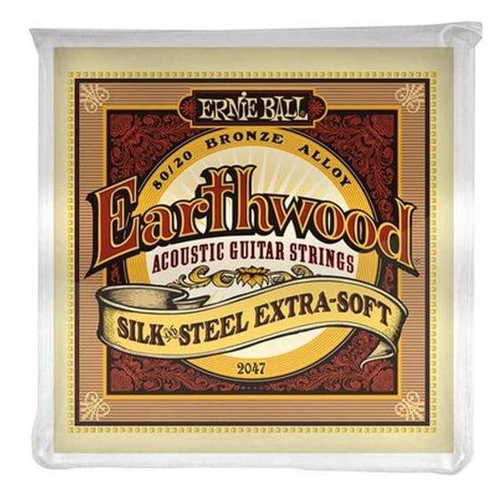 Σετ 6 Χορδές Ακουστικής Κιθάρας Ernie Ball 2047 Earthwood Silk - Steel Bronze 010 - 050 image 1
