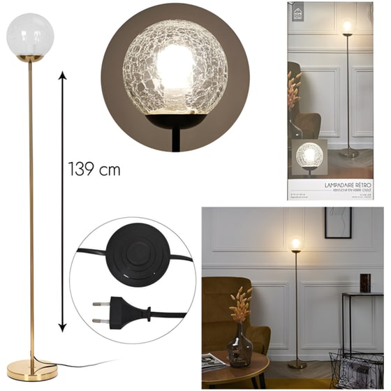 Φωτιστικό Δαπέδου Home Deco Factory E27 Μεταλλικό - Χρυσό image 5