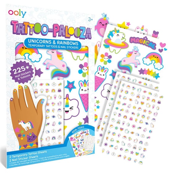 Προσωρινά Τατουάζ & Αυτοκόλλητα Νυχιών Ooly Tattoo-Palooza - Unicorns & Rainbows image 1
