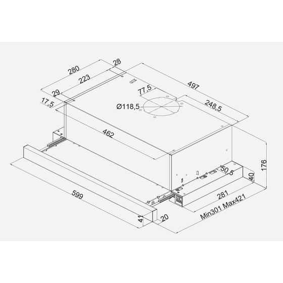 DAVOLINE SPOT Q ECO 060 GR-IX D 60 cm Inox Απορροφητήρας Συρόμενος image 3