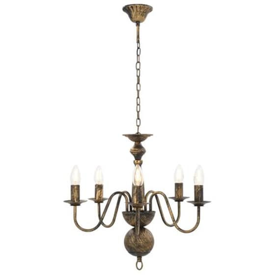 Vidaxl Πολυέλαιος Αντικέ Μαύρος Με 5 Ντουί Ε14 image 4