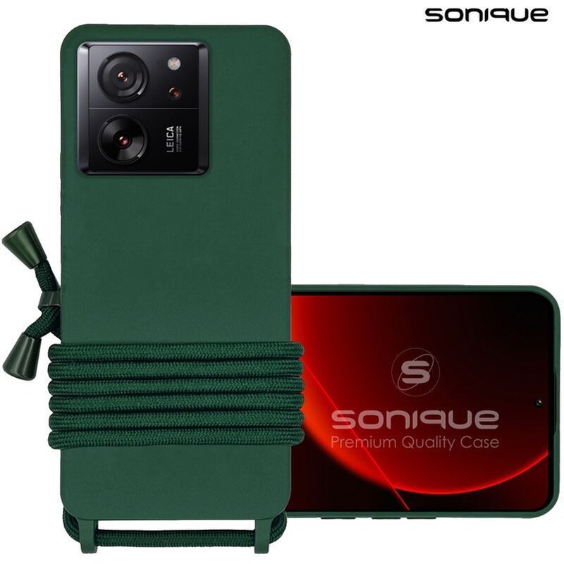 Θήκη Σιλικόνης Με Κορδόνι Carryhang Sonique Xiaomi Xiaomi 13t 5g / Xiaomi 13t Pro 5g Πράσινο Σκούρο