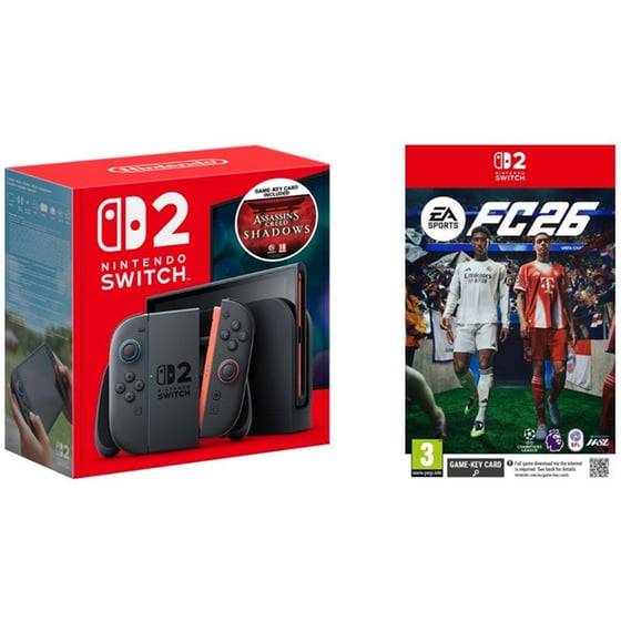 Nintendo Switch 2 Μαύρο Assasin's Creed Shadows + EA Sports FC26 (Game Key Card) Bundle image 0
