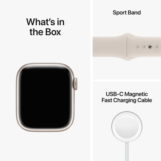 Apple Watch Series 8 Starlight Aluminium 45mm GPS- Starlight Sport Band Regular image 8
