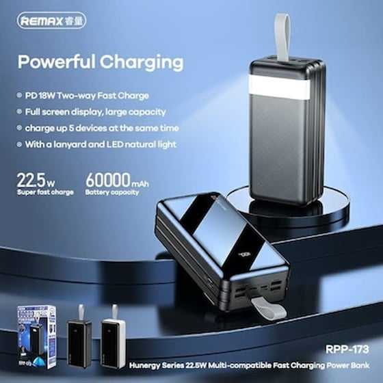 Powerbank Remax RPP-173 60.000mAh - Μαύρο image 2