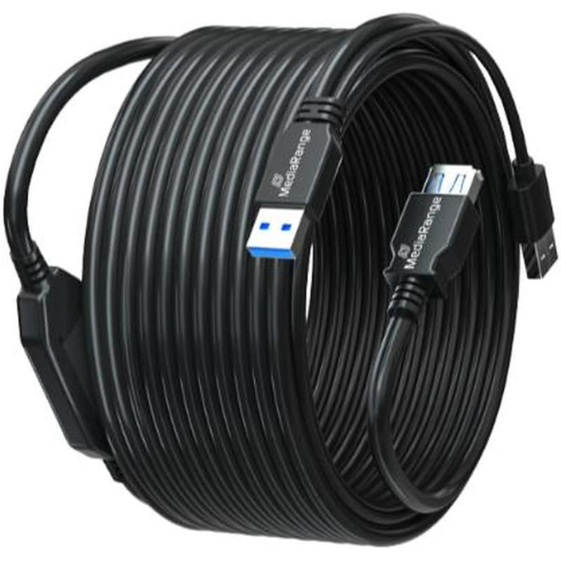 MediaRange Καλώδιο MRCS243 USB-A male σε USB-A 10m Μαύρο