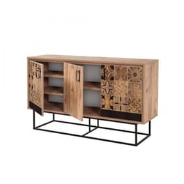 Μπουφές 24Mall Quattro Atlantic Pine από Μοριοσανίδα/Μέταλλο 140x40x80 cm- Καφέ/Μαύρος
