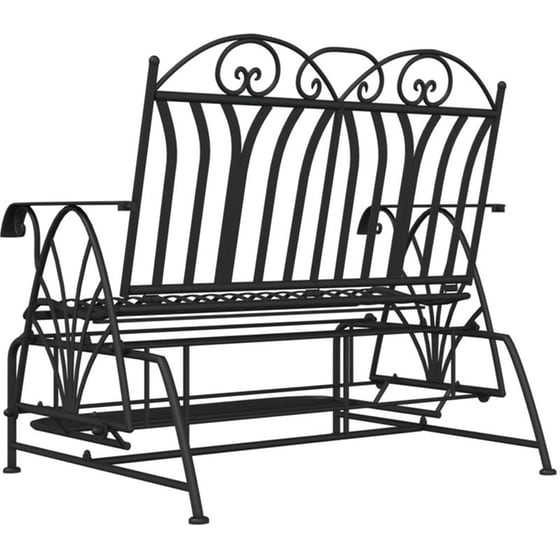 Διθέσιο Παγκάκι Κήπου VidaXL Κουνιστό Ατσάλινο 114x83x98 cm - Μαύρο image 7