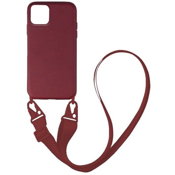 Θήκη Apple iPhone 11 Pro Max - Sonique Carryhang Liquid Silicone Strap - Μπορντό image 0