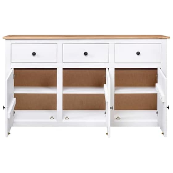 Vidaxl Μπουφές Λευκός 135x40x80 Εκ. Από Μασίφ Ξύλο Πεύκου Σειρά Panama image 4