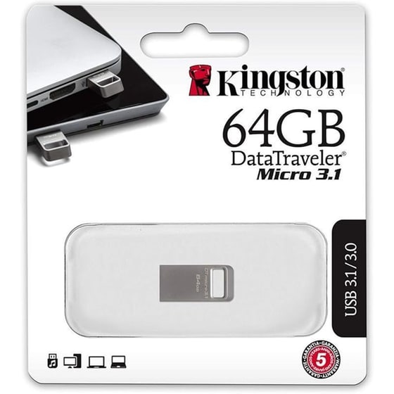 Kingston DataTraveler Micro 3.1 64GB Usb 3.1 - Ασημί image 2