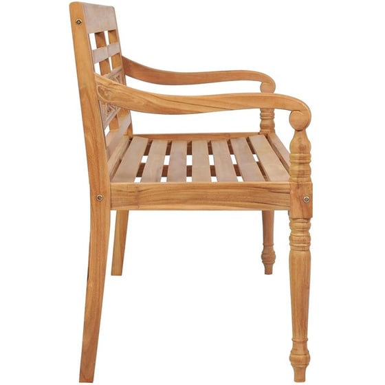 Παγκάκι Κήπου VidaXL με Μαξιλάρι από Μασίφ Ξύλο Teak 120x51.5x84 cm - Καφέ/Κόκκινο image 2