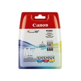 Canon CLI-521 Κυανό / Ματζέντα / Κίτρινο Πακέτο 3 Μελανιών Εκτυπωτή 2934B010