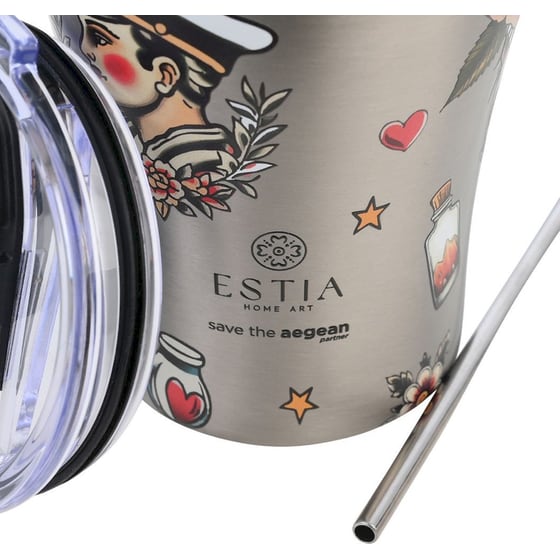 Κούπα Θερμός Καφέ Estia Home Art Save the Aegean Old School Ink 350ml image 1