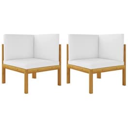 Καναπέδες Κήπου Γωνιακοί 2 Τμχ Από Μασίφ Ξύλο Ακακίας Με Μαξιλάρια 65x65x60 cm