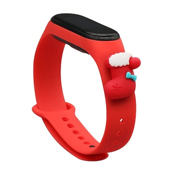 Λουράκι Hurtel Christmas Holidays για Xiaomi Mi Smart Band 5/Mi Smart Band 6 - Red Sock image 0