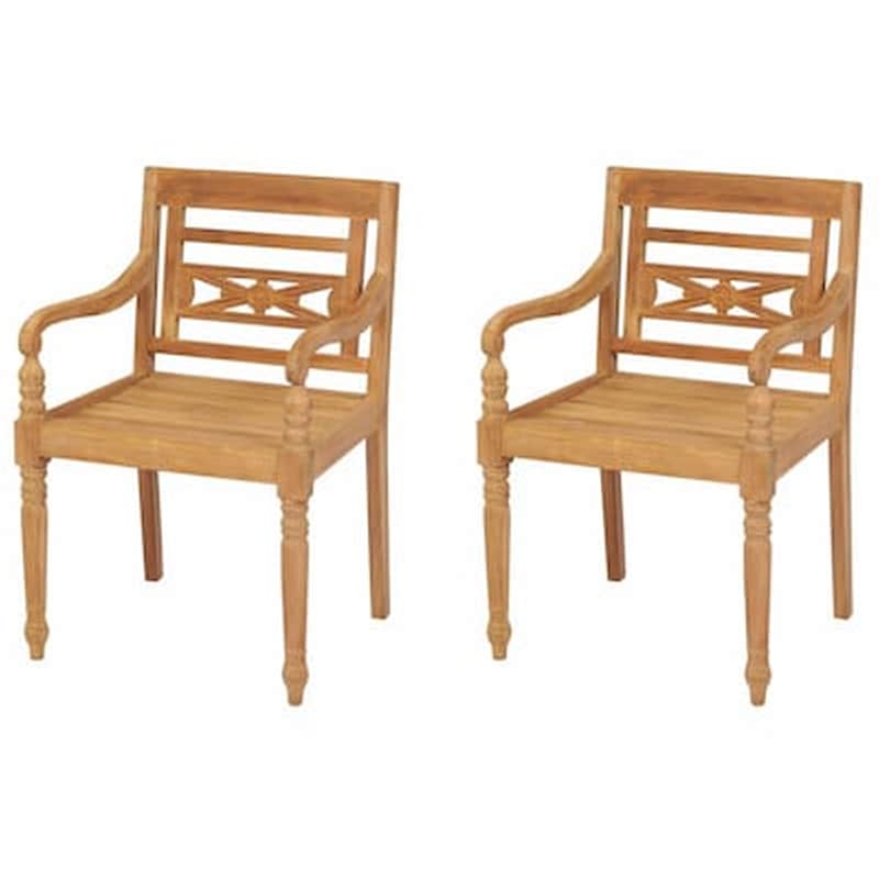 Καρέκλες Batavia Vidaxl από Μασίφ Ξύλο Teak 2 Τεμ. 55x51.5x84cm - Καφέ