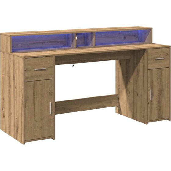 Γραφείο VidaXL με LED από Επεξεργασμένο Ξύλο 160x55x91 cm - Artisan Δρυς image 4