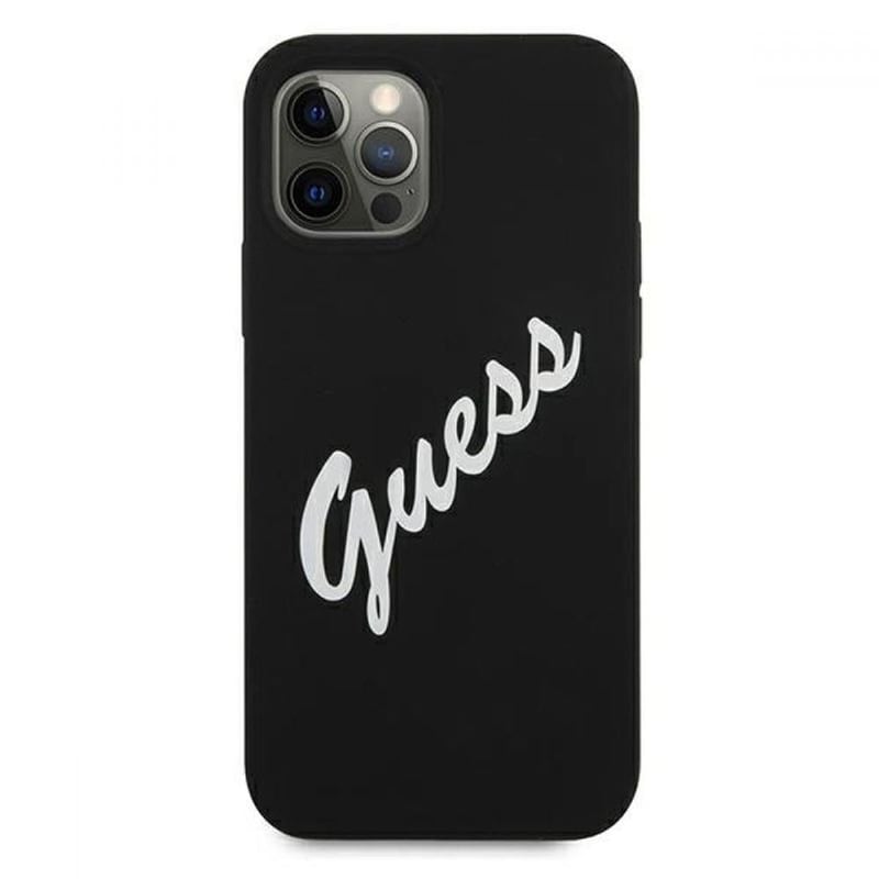 GUESS Guess Quot;vintage Script Logo Collection Quot; Σκληρή Θήκη Προστασίας Από Σιλικόνη – Iphone 12 Pro Max (μαύρο/λευκό)