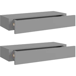 Ράφια Τοίχου VidaXL με Συρτάρι από MDF 60x23.5x10 cm 2 Τμχ- Γκρι