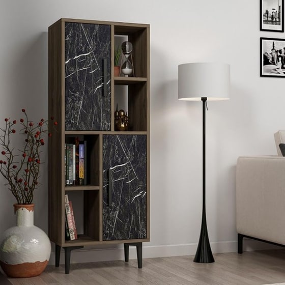 Βιβλιοθήκη 24Mall Toro από Μοριοσανίδα 50x29.6x135 cm - Μαύρο/Καρυδί image 3