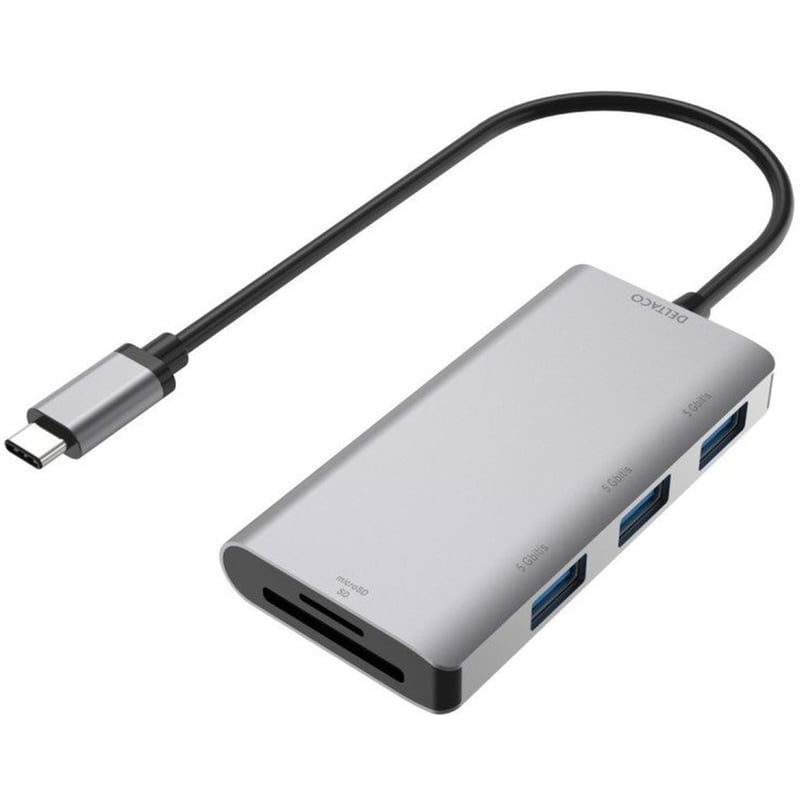 USB Hub Deltaco HUB200 USB 3.0 Type-C με 4 θύρες - Ασημί
