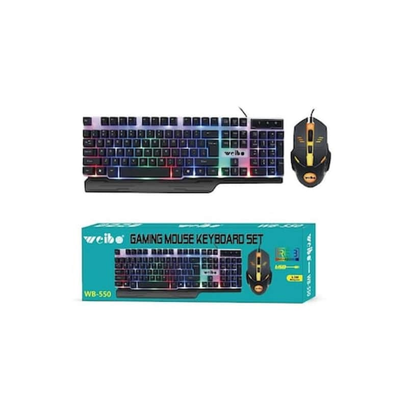 WEIBO Weibo WB-550 Σετ Gaming Ενσύρματο Πληκτρολόγιο με RGB φωτισμό Ποντίκι (US)