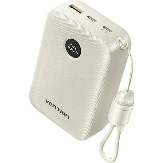Powerbank Vention FKBN0-C-TY με ενσωματωμένο καλώδιο USB-C 20.000mAh 22.5 - Beige image 0