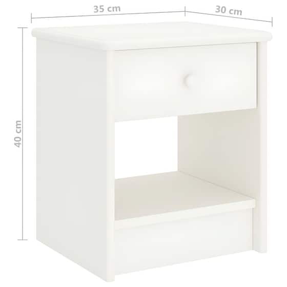 Κομοδίνο Vidaxl Από Μασίφ Ξύλο Πεύκου 35x30x40 cm - Λευκό image 5