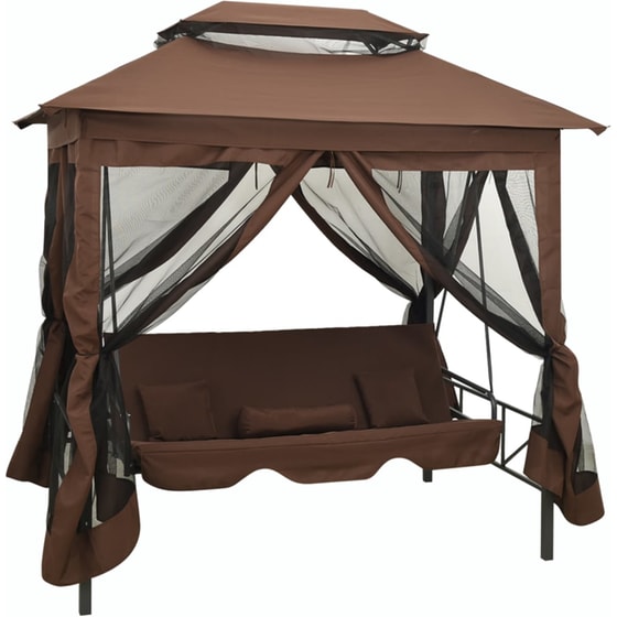 Κούνια Κήπου VidaXL με Σκίαστρο  από Χάλυβα 220x160x240 cm - Καφέ image 0