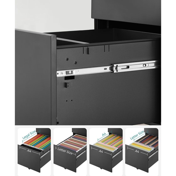 Συρταριέρα Γραφείου Songmics Ofc60bk από Μέταλλο 52x39x60cm - Μαύρο image 5